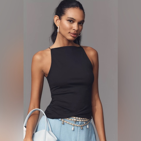 Anthropologie Maeve Square-Neck Black Tank M NWT - Picture 1 of 4